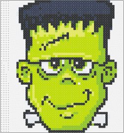 Perler - frankenstein,monster,character,classic,halloween,zombie,smile,green,black