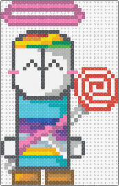 Happy Hank / Skittles Madness Combat with lollipop - hank,skittles,madness,video game,character,lollipop,halo,colorful,gray,teal,pink