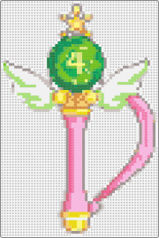 Sailor Jupiter Wand. 2.0 - sailor jupiter,wand,sailor moon,magic,anime,winged,pink,green,yellow