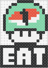 Eat - eat,sign,mushroom,sushi,text,nintendo,white,black,teal,orange