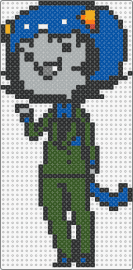 suit nepeta - nepeta leijon,homestuck,character,horns,animation,tv show,green,blue,gray