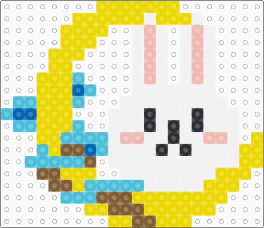 Moon with Rabbit - yellow,light blue