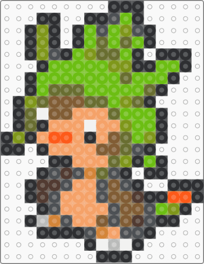 Chespin Box Sprite - gray,orange,gold,green