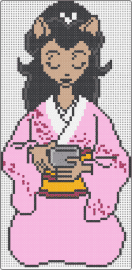 Tomoe Ame Tea Ceremony - tomoe ame,usagi yojimbo,tea,japanese,comic,manga,character,pink,tan