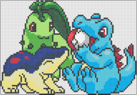 Johto Starter Trio - pokemon,starters,chikorita,cyndaquill,totodile,gaming,cute,light blue,green,yellow