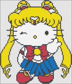 Hello Kitty Sailor Moon - hello kitty,sailor moon,sanrio,anime,mashup,character,manga,wink,white,yellow
