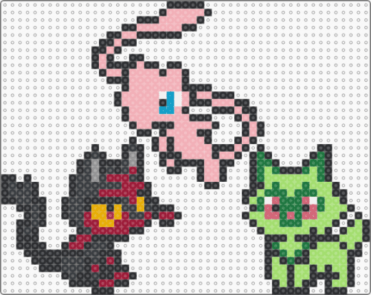 Pokemon Cats - black,red,beige,green
