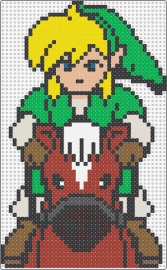Link on Horse - link,legend of zelda,horse,video game,adventure,animal,character,brown,green