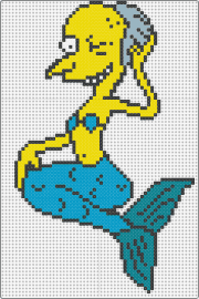 Mr. Burns Mermaid - mr burns,mermaid,simpsons,cartoon,whimsical,playful,reimagined,sea creature,humor,iconic,yellow,blue