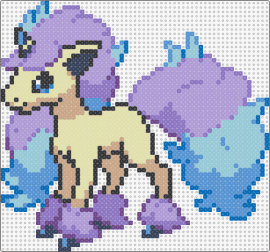 Ponyta (Galarian) - ponyta,pokemon,unicorn,cotton candy,character,gaming,cute,tan,purple,blue