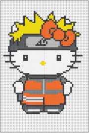 Hello Kitty Naruto - hello kitty,sanrio,naruto,anime,mashup,character,white,orange,gray