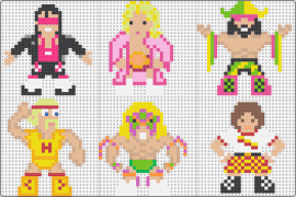 Wrestlers Group 1 - wrestling,hulk hogan,rick flair,characters,chibi,beige,yellow,pink