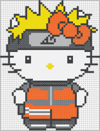 Hello Kitty Naruto - hello kitty,sanrio,naruto,anime,mashup,character,white,orange,gray