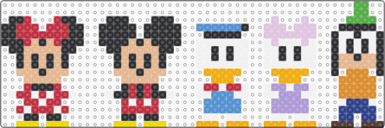 Mickey and Friends - red,beige,orange,pink