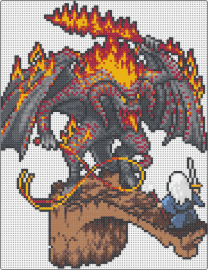 Gandalf vs Balrog - lotr,lord of the rings,dragon,wizard,gandalf,book,story,movie,fantasy,fiery,brown,gray,orange