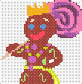 GingerMan - gingerbread man,lollipop,crown,royal,character,brown,pink