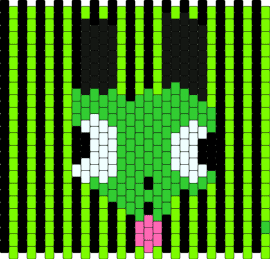 Gir bag front - gir,invader zim,vertical,stripes,cartoon,character,derpy,tongue,panel,bag,green,black