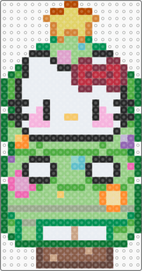 hk christmas treee ~ 𐙚⁺₊❆ - brown,pink,green,teal,christmas,winter,hello kitty,hk,sanrio,kitty,christmas tree,festive