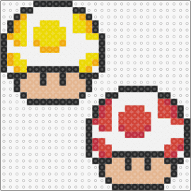 Yellow and Red Yoshi Egg mushrooms - yoshi,egg,mushrooms,mario,nintendo,video game,mashup,polka dots,red,yellow,white,tan