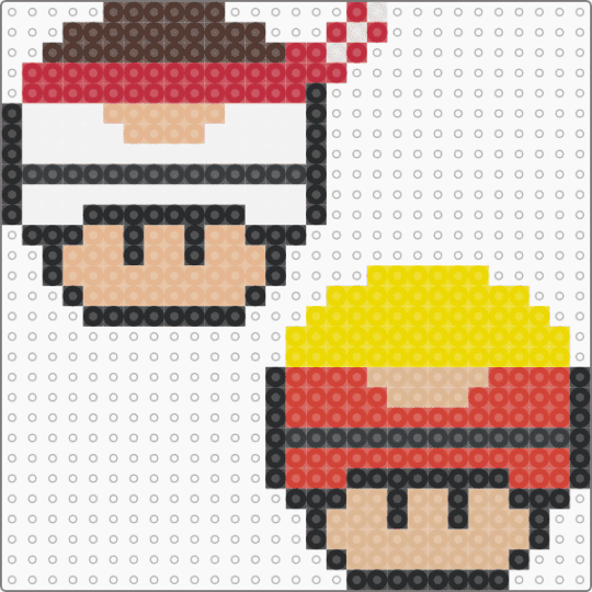 Ryu and Ken - beige, capcom, mario mushrooms, red, street fighter 2