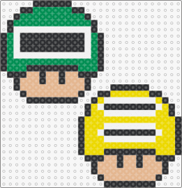 Green & Yellow Zeo Ranger mushrooms - power rangers,mushroom,mario,mashup,tv show,video game,nostalgia,green,yellow,tan