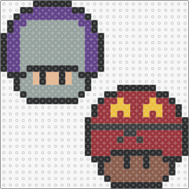 Shredder and Splinter mushrooms - shredder,splinter,mushrooms,mario,nintendo,tmnt,teenage mutant ninja turtles,mashup,gray,purple,red,brown