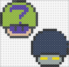 The Riddler and Black Manta shrooms - riddler,manta,mushrooms,mashup,mario,villain,comic,super friends,green,gray,purple