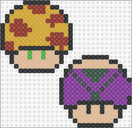 Cheetah and Lex Luthor shrooms - cheetah,lex luthor,mushrooms,mario,mashup,super friends,tan,purple