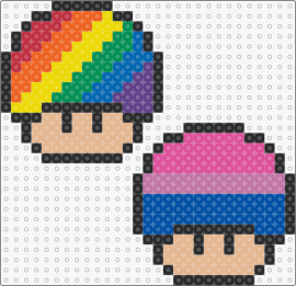 Pride themed Mario Mushrooms - pride,mushrooms,mario,colorful,rainbow,pink,blue