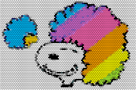 Afro2 - snoopy,afro,peanuts,woodstock,colorful,light blue,white,pink,orange