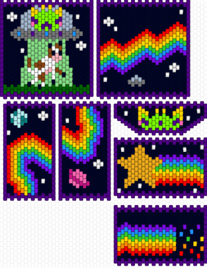 Bag wip - black,purple,green,orange