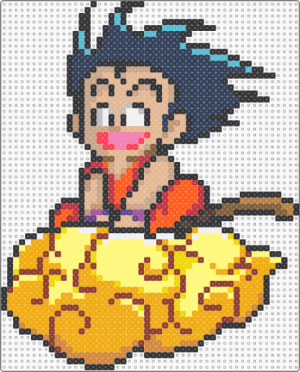 Goku on nimbus - goku,nimbus,dragon ball z,character,cloud,anime,dragon ball,cartoon,japanese,manga,beige,orange,colorful