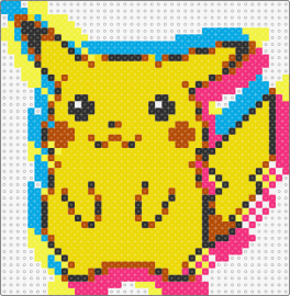 Solid Glitch Pika - pikachu,pokemon,glitch,trippy,character,gaming,colorful,cute,yellow,pink,light blue