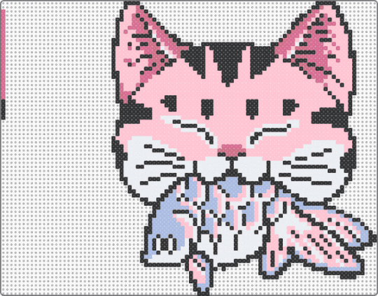 Cat with Fish - cat,animal,fish,pink