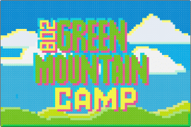 Camp Flag - green mountain camp,sign,flag,text,sky,landscape,blue,green