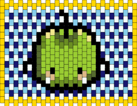 Stardew Valley purse Pt2 (used template) - junimo,stardew valley,apple,video game,cute,panel,water,green,light blue,blue,yellow