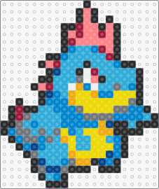 Crocnaw Pokemon Sprite - croconaw,pokemon,character,dinosaur,gaming,light blue,yellow,pink