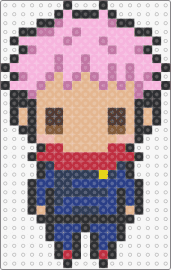 itadori yuuji | jujutsu kaisen - itadori yuuji,jujutsu kaisen,character,anime,chibi,tv show,tan,pink,blue