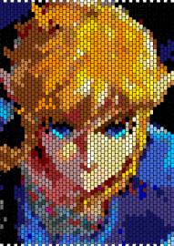 Link - link,legend of zelda,character,portrait,video game,panel,blonde,yellow,blue