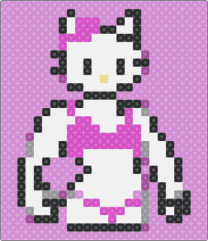 muscular Hello Kitty perler - hello kitty,muscles,bikini,sanrio,silly,pink,white