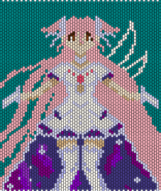 Madoka (Bag Panel one) WIP pt 2 - madoka magica,anime,tv show,panel,bag,pink,white,teal,purple