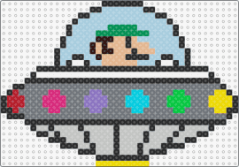 Luigi UFO - ufo,luigi,mario,nintendo,spaceship,colorful,gray,green,light blue