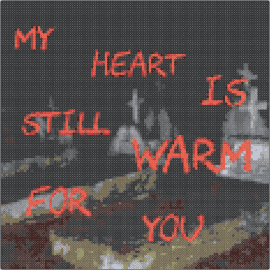 Still Warm Graveyard - text,cemetery,graveyard,spooky,dark,red,brown,black