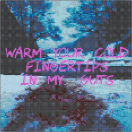 Cold Fingers Blood Snow - text,guts,winter,pink,blue