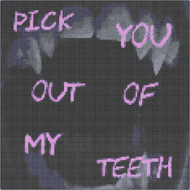 In My Teeth - text,teeth,vampire,mouth,spooky,dark,panel,pink,black