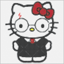 Hello Kitty x Harry Potter (3x3) - hello kitty,harry potter,costume,mashup,sanrio,black,white,red