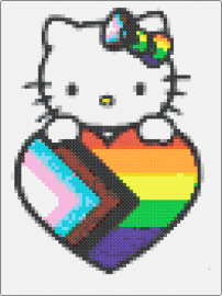 LGBTQ+ Hello Kitty (3x3) - hello kitty,pride,sanrio,heart,colorful,progress,white,yellow,light blue