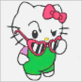 Hello Kitty (3x3) - hello kitty,sunglasses,sanrio,bow,cute,character,kawaii,white,pink,green