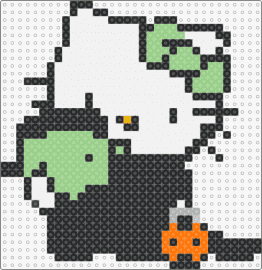 Halloween hello kitty fuse bead pattern - hello kitty,halloween,costume,sanrio,spooky,black,green,white