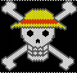 one piece flag - jolly roger,one piece,flag,skull,crossbones,anime,tv show,hat,white,black,yellow